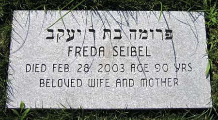 Freda Pickett Seibel's footstone