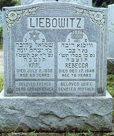 Karl & Rebecca Liebowitz's headstone