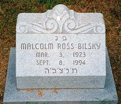 Malcolm Ross BIlsky's headstone