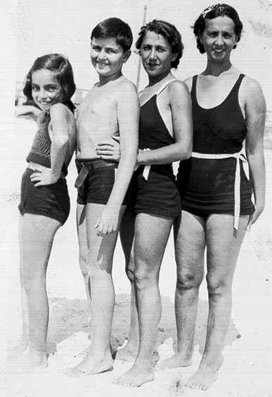 Cousins Elaine and Arthur with their mothers, Mary Cohen and Elsie Harrison